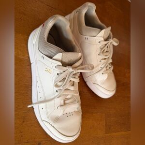On Clouds white leather sneakers,